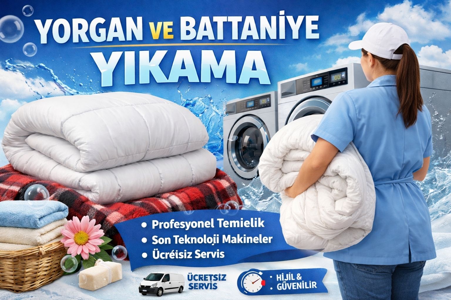 GÖRÜKLE YORGAN VE BATTANİYE YIKAMA